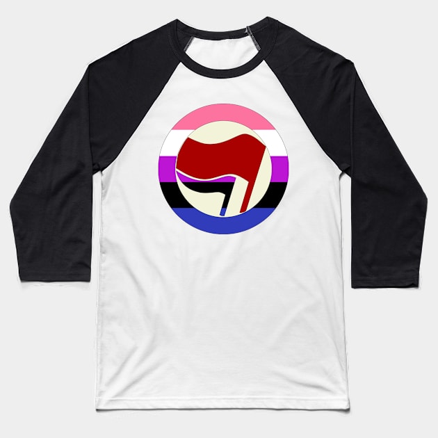 Genderfluid Antifascist Action Baseball T-Shirt by dikleyt